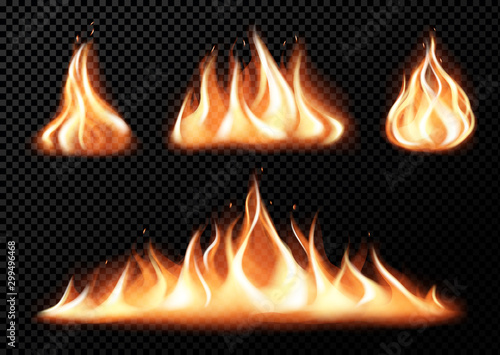 Set of realistic fire flames
