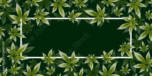Cannabis leaf seamless vector pattern frame