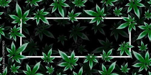 Cannabis leaf seamless vector pattern frame