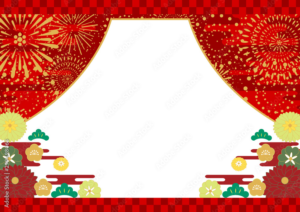 正月和花花火富士山背景stock Vector Adobe Stock 正月和花花火富士山背景stock Vector Adobe Stock