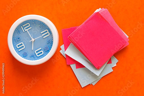 Alarm Clock With red Sticky Notes photo