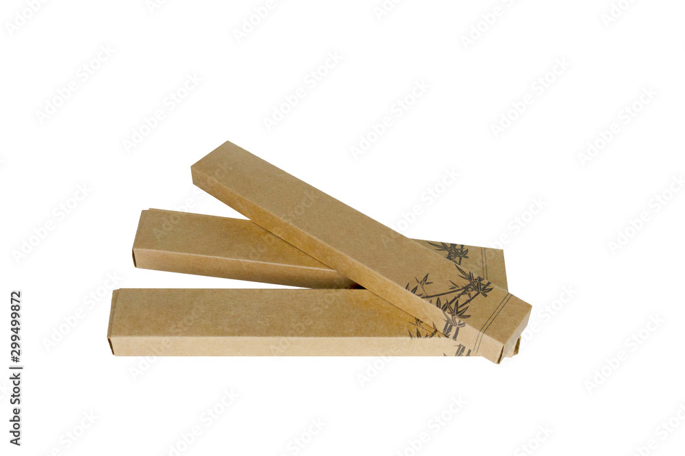 Three cardboard narrow boxes on a white background Three cardboard narrow boxes on a white background