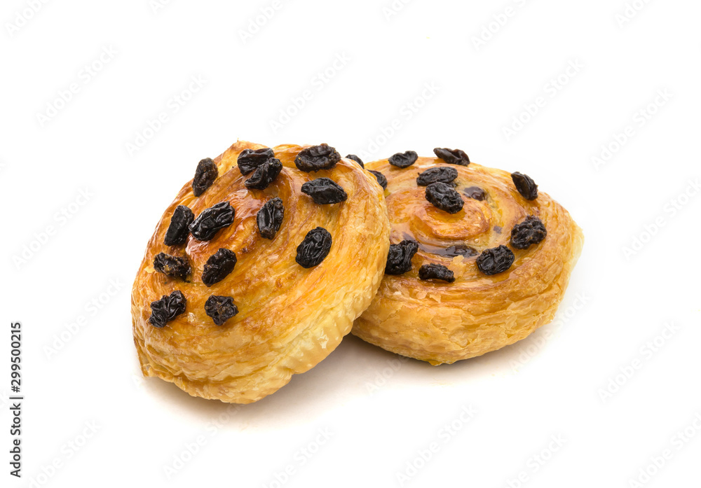 danish pastry with raisin isolated on white