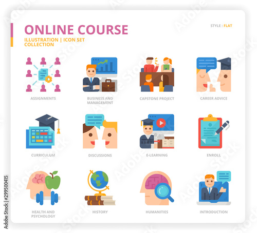 Online course icon set