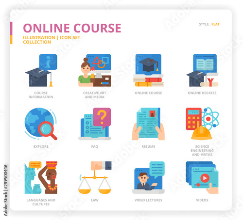 Online course icon set