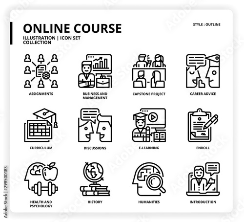 Online course icon set