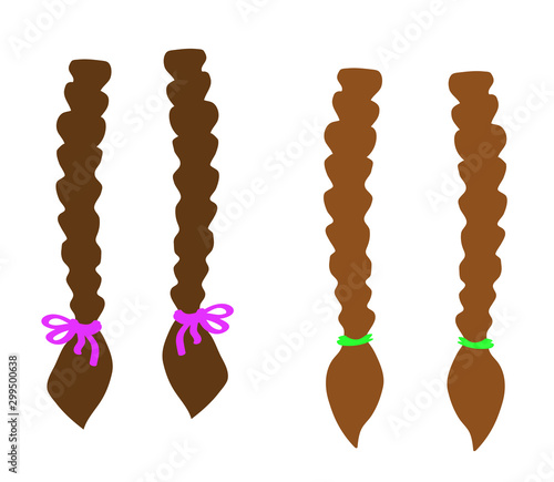 Female braid on a white background. Vector illustration. 