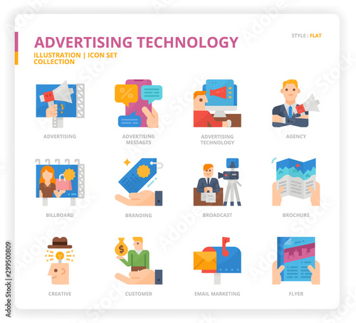 Advertising technology icon set