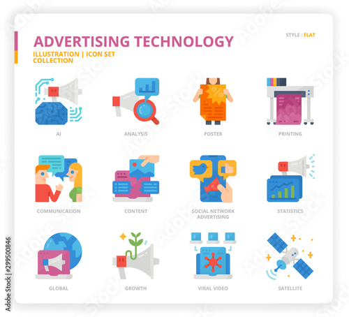 Advertising technology icon set