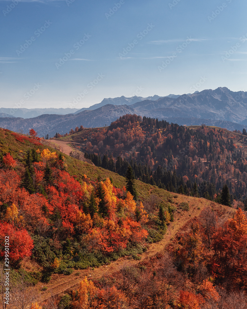 Sochi, Rosa Khutor, autumn mountains.