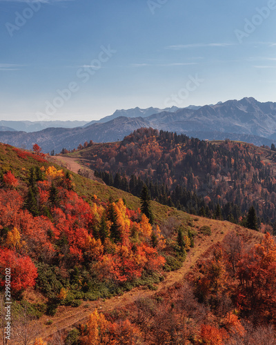Sochi, Rosa Khutor, autumn mountains.