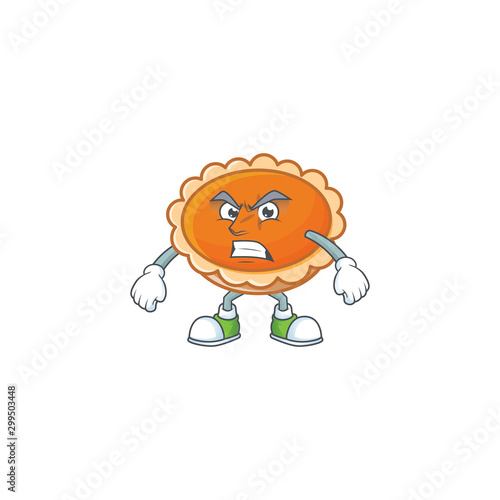 orange pie cartoon with annoyed mascot design.
