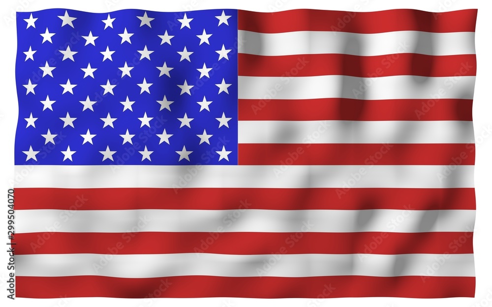 Naklejka premium Waving flag of the United States of America. Stars and Stripes. State symbol of the USA. 3D illustration