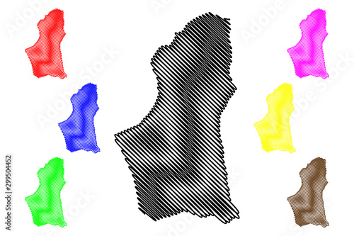 Nalut District (Districts of Libya, State of Libya, Tripolitania) map vector illustration, scribble sketch Nalut map