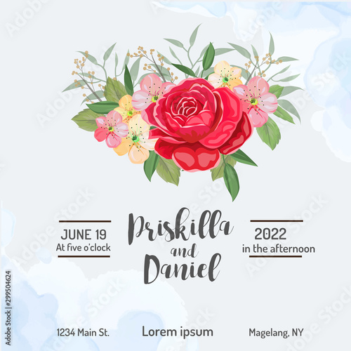 Decorative Wedding invitation card set with floral background vector © dankervctr