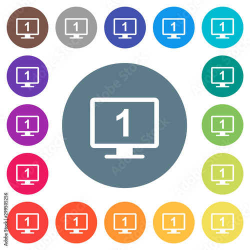 Primary display flat white icons on round color backgrounds