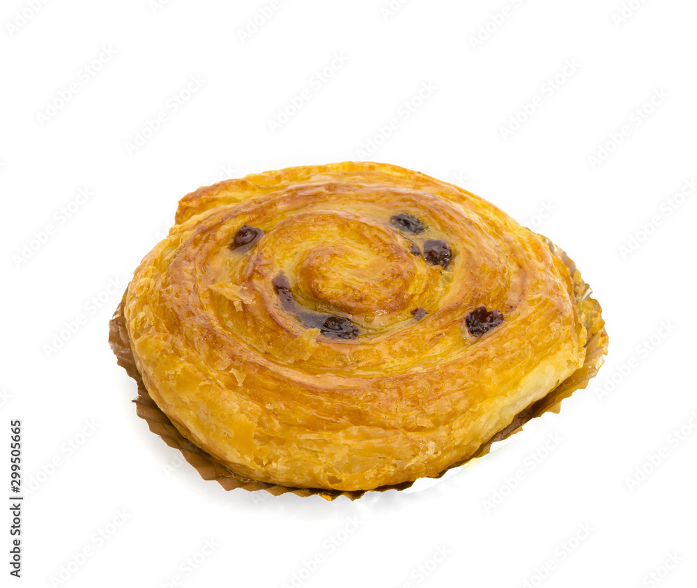 danish pastry with raisin isolated on white danish pastry with raisin isolated on white