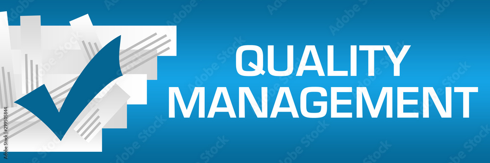 Quality Management Blue Background White Stroked Stripes Quality Management Blue Background White Stroked Stripes