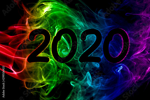 Happy New Year 2020 Abstract Smoke Background photo