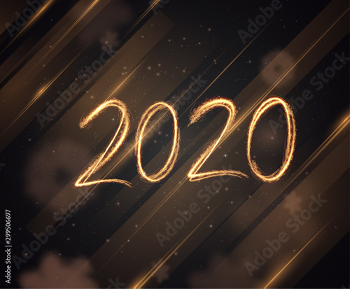 Gold 2020 Happy New Year party invitation background