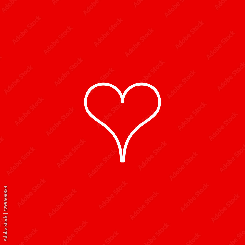 Poker playing card suit Hearts outline shape single icon. Hearts suit deck of playing cards used for ace in Las Vegas royal casino. Single icon illustration isolated on red. Drawing pic for tattoo.