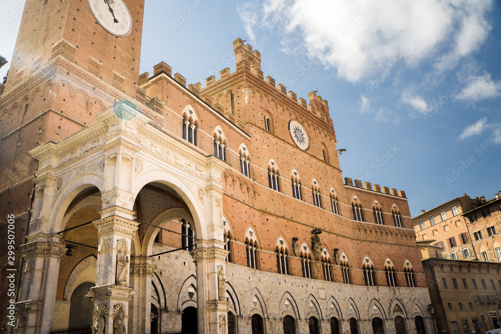 The Torre del Mangia is a tower in Siena, in the Tuscany region of Italy. Built in 1338-1348, it is located in the Piazza del Campo,