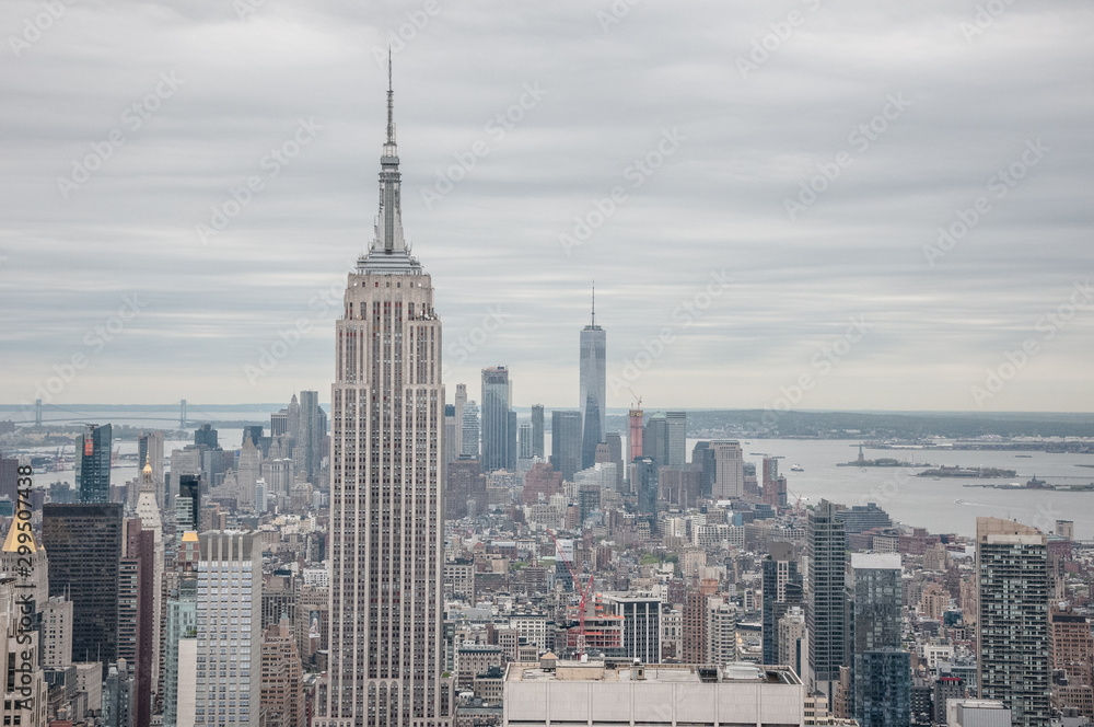 New York City, New York, USA - 05.30.2017: New York City view with Empire State Building seen from the Rockefeller Center