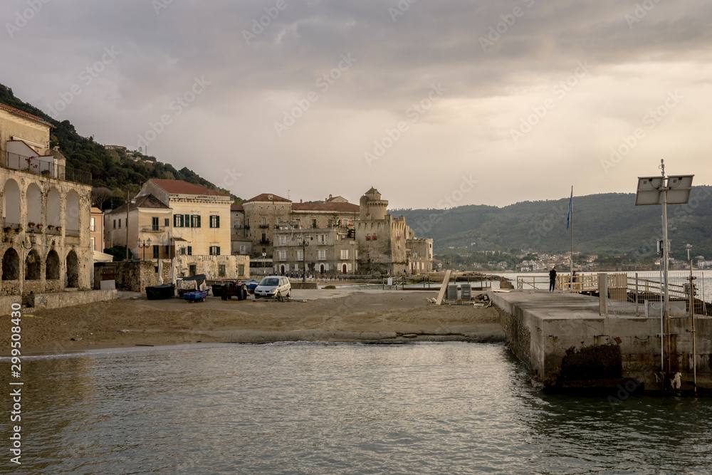  Beautiful view of the castle in Santa Maria di Castellabate. Cilento