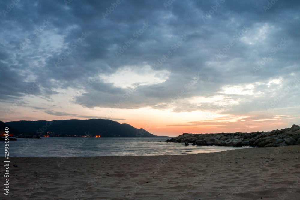 beautiful seascape, waves of the sea and sky