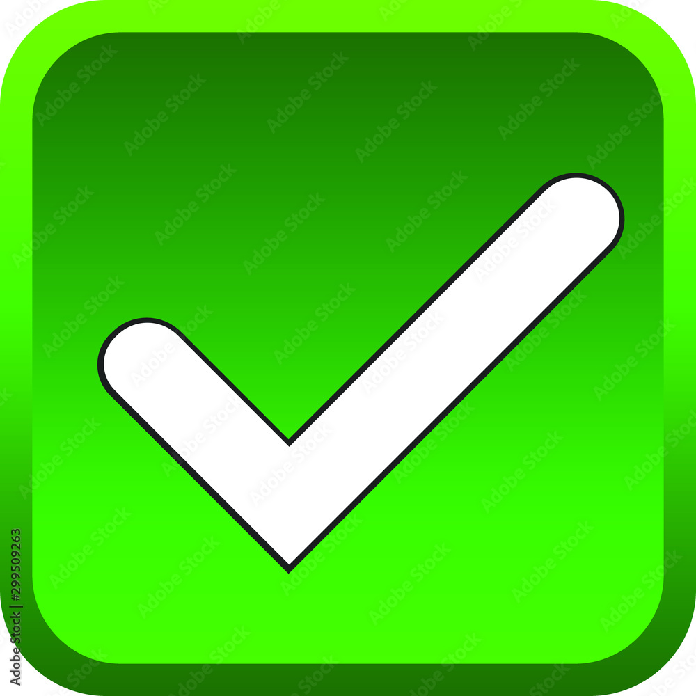 Green confirmation button. Vector icon. Green confirmation button. Vector icon.