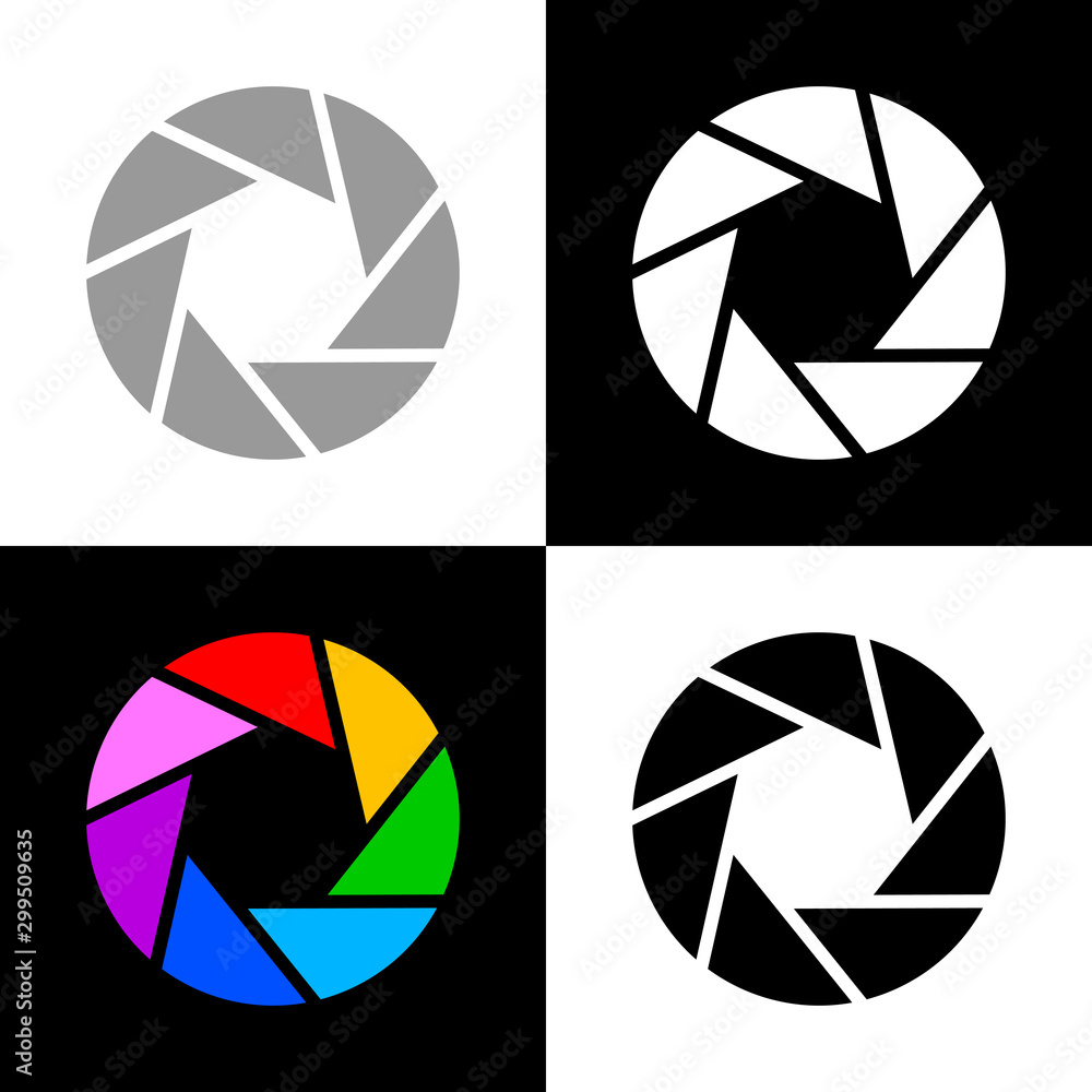 Camera shutter icons set, vector aperture Camera shutter icons set, vector aperture