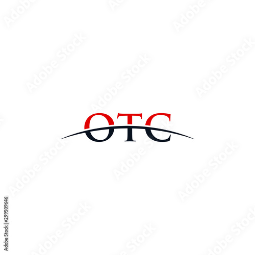 Initial letter OTC, overlapping movement swoosh horizon logo company design inspiration in red and dark blue color vector photo