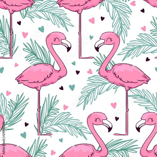 Background seamless vector flamingo. Design print for textile. © Alsu Art