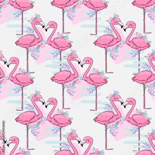 Background seamless vector flamingo. Design print for textile.