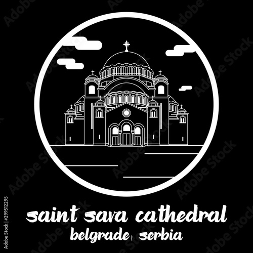 Cuadro en lienzo Circle icon line  Saint Sava Cathedral. vector illustration