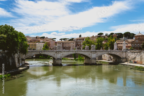 Bridge crossing in Tevere river in Rome Italy
