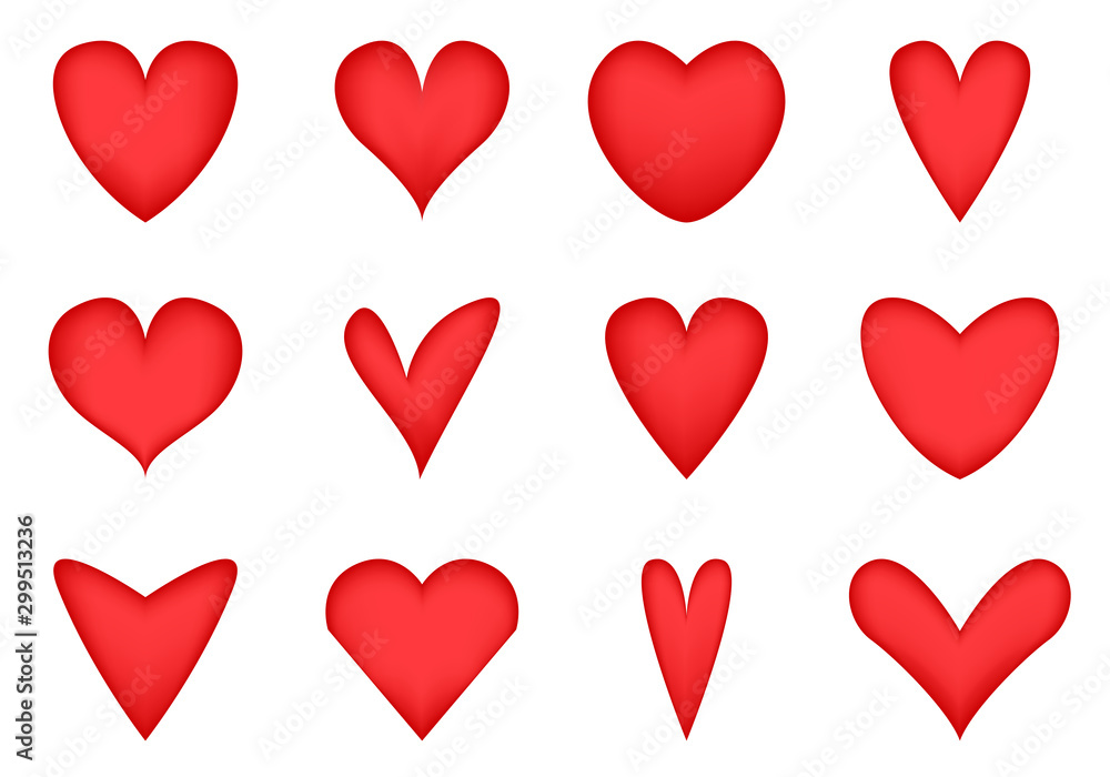 Heart Shape Icons Vector Set.