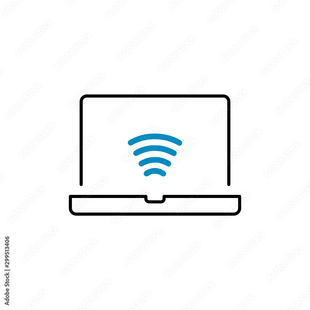 Laptop and wireless network on s creen. Wireless concept. Vector illustration of laptop and wireless technology. vector illustration Laptop and wireless network on s creen. Wireless concept. Vector illustration of laptop and wireless technology. vector illustration