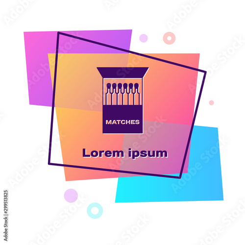 Purple Open matchbox and matches icon isolated on white background. Color rectangle button. Vector Illustration