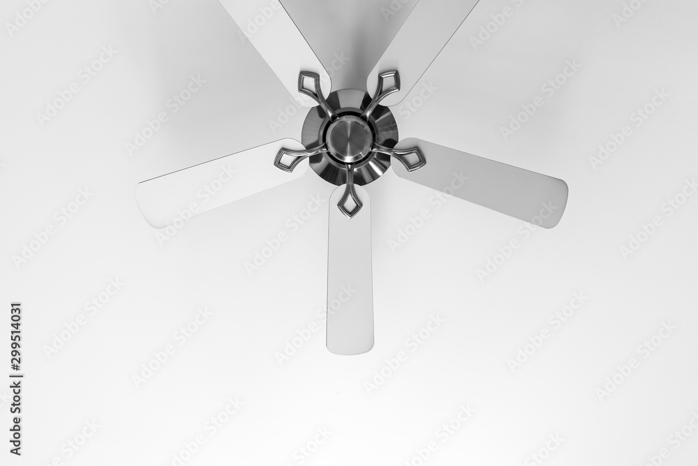 White ceiling fan fragment, close-up White ceiling fan fragment, close-up