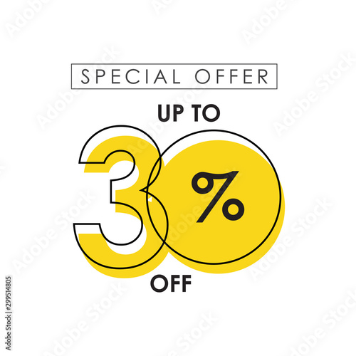 Discount up to 30% off Special Offer Vector Template Design Illustration