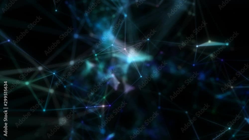 Movement through the plexus particles. Holographic effect. Shallow depth of field. Movement through the plexus particles. Holographic effect. Shallow depth of field.