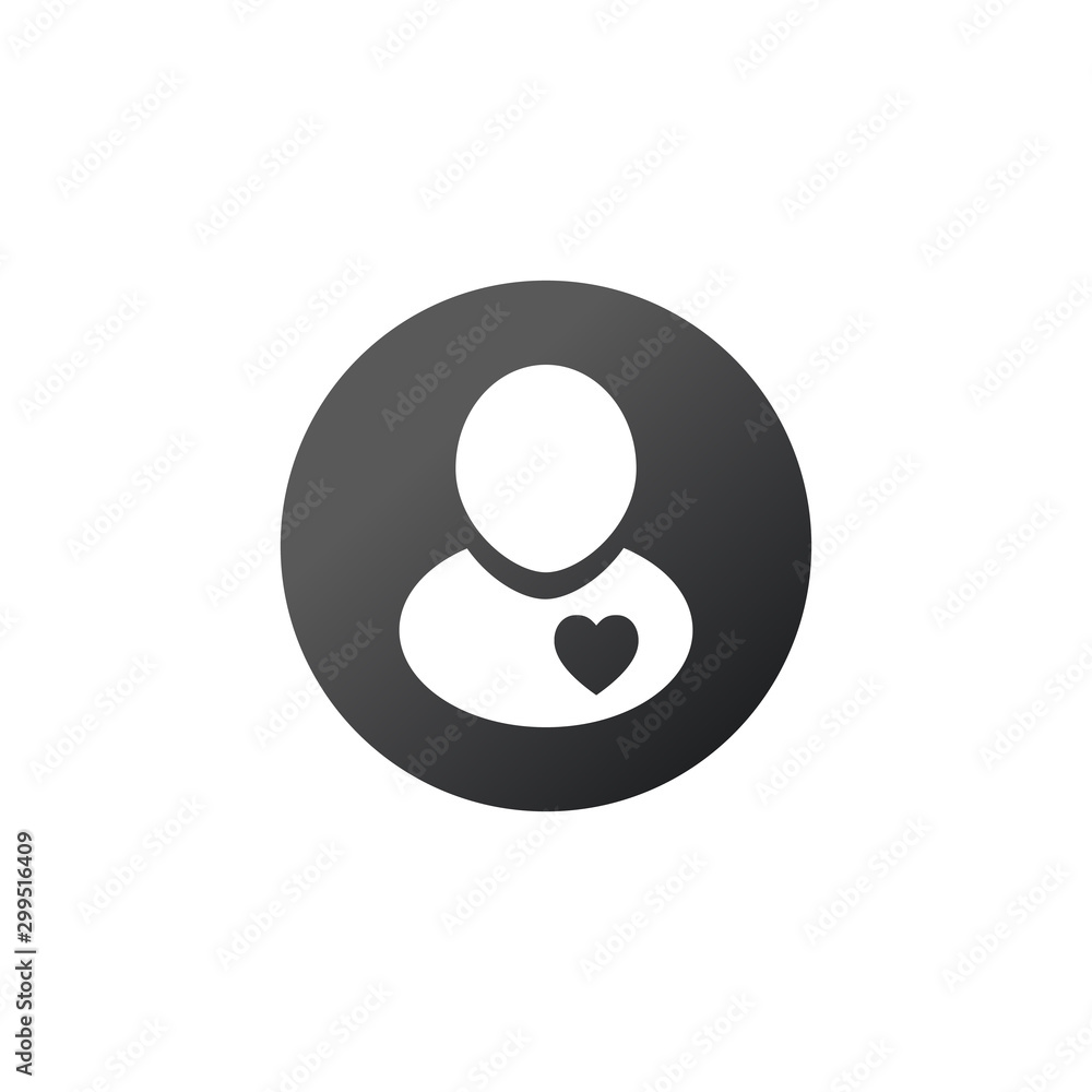 Person heart button. User favorite icon in circle. medical symbol. Stock Vector illustration isolated on white background. Person heart button. User favorite icon in circle. medical symbol. Stock Vector illustration isolated on white background.