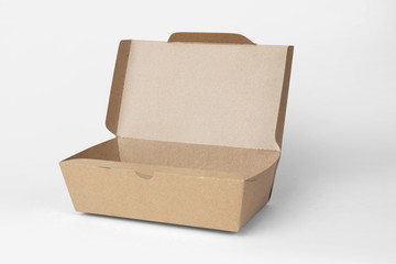 Brown paper food box isolated on white background with clipping path