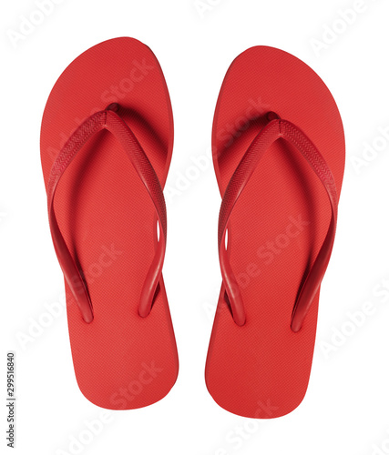 Red Flip Flops Isolated on White Background