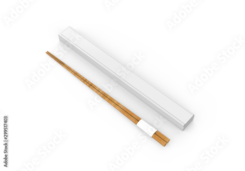 Photography Chopsticks with a chopstick box, mock up template on isolated white background,