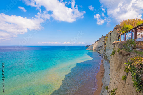 Beautiful view over the sea beach in Corfu island, near Palaiokastritsa. Greece