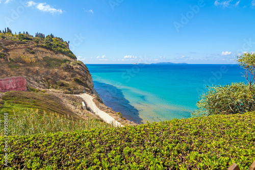 Beautiful view over the sea beach in Corfu island, near Palaiokastritsa. Greece