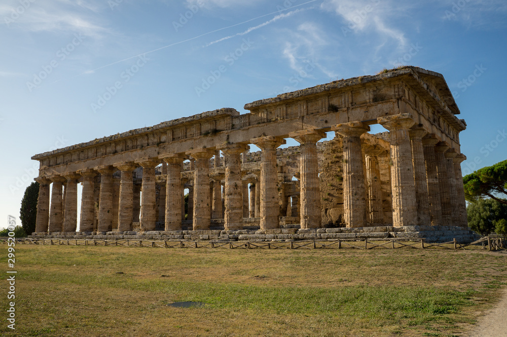 The Second Temple of Hera in Paestum, Southern Italy. The magnificent beauty of history framed with the technology of modern times.