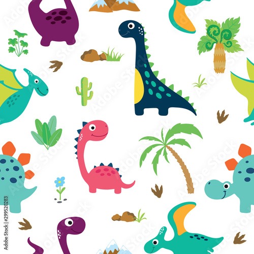 Cute dinosaur seamless pattern